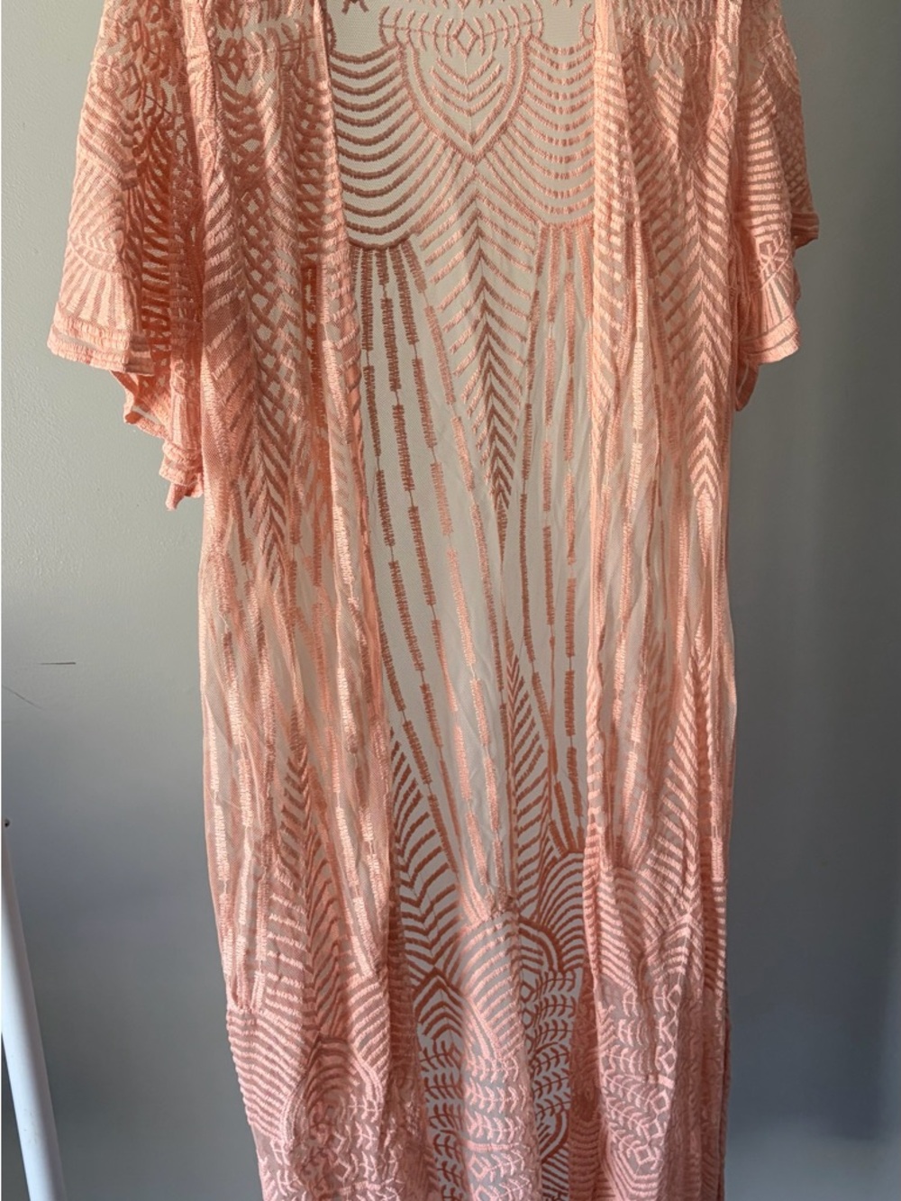 Maurices Peach Embroidered Sheer Overlay